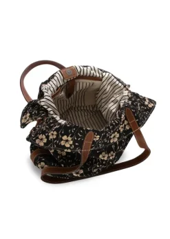 AFAR | SCHULTERTASCHE MANDISA MID FLOWER SCHWARZ BEIGE Outlet