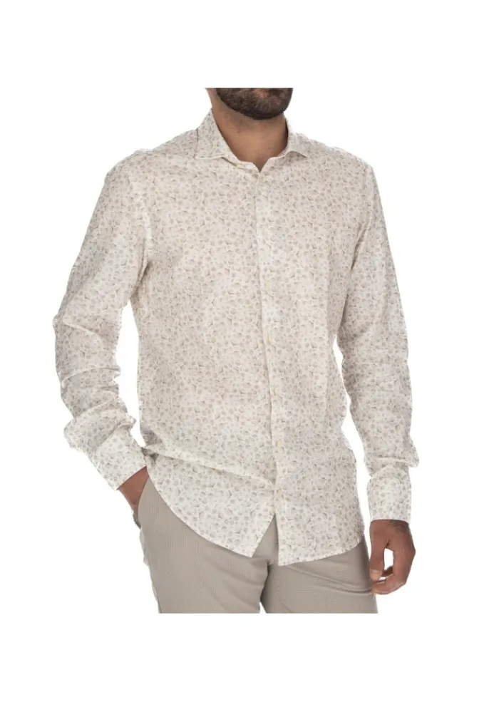 BASTONCINO | HEMD BLUMENMUSTER WEIß BEIGE Clearance