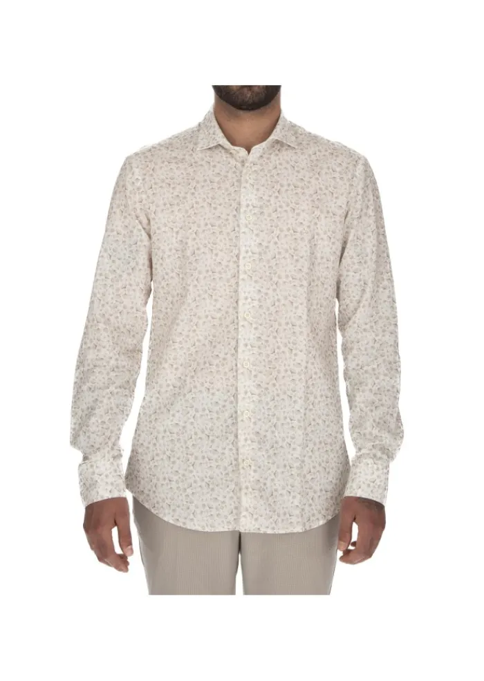 BASTONCINO | HEMD BLUMENMUSTER WEIß BEIGE Clearance