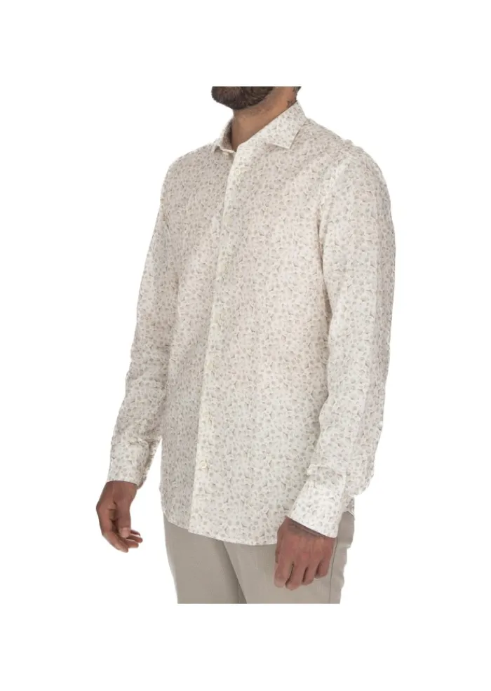 BASTONCINO | HEMD BLUMENMUSTER WEIß BEIGE Clearance