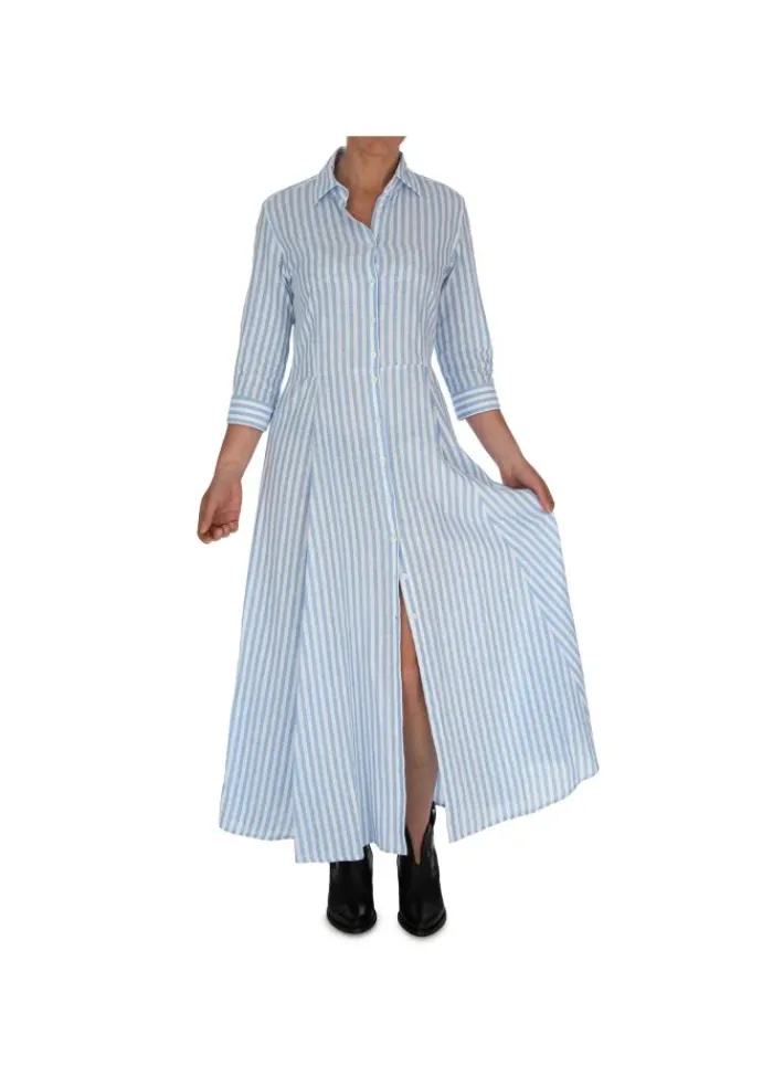 BASTONCINO | KLEID CHEMISIER HELLBLAU WEISS Fashion