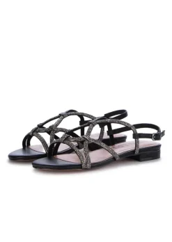 BIBI LOU | SANDALEN GEFLOCHTEN SCHWARZ SILBER Clearance