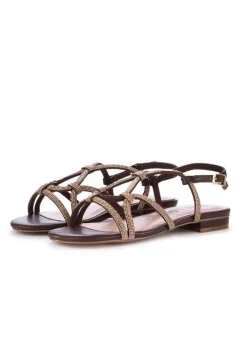 BIBI LOU | SANDALEN GEFLOCHTEN BRAUN GOLD Discount