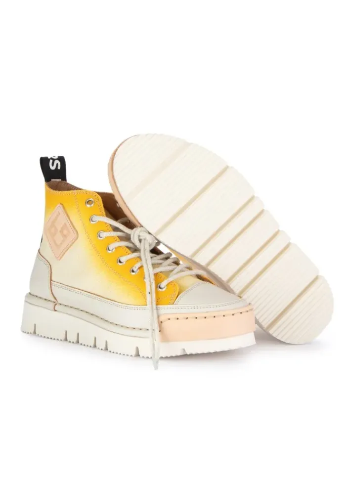 BnG REAL SHOES | HIGH-TOP SNEAKER LA SFUMATA WEIß GELB New