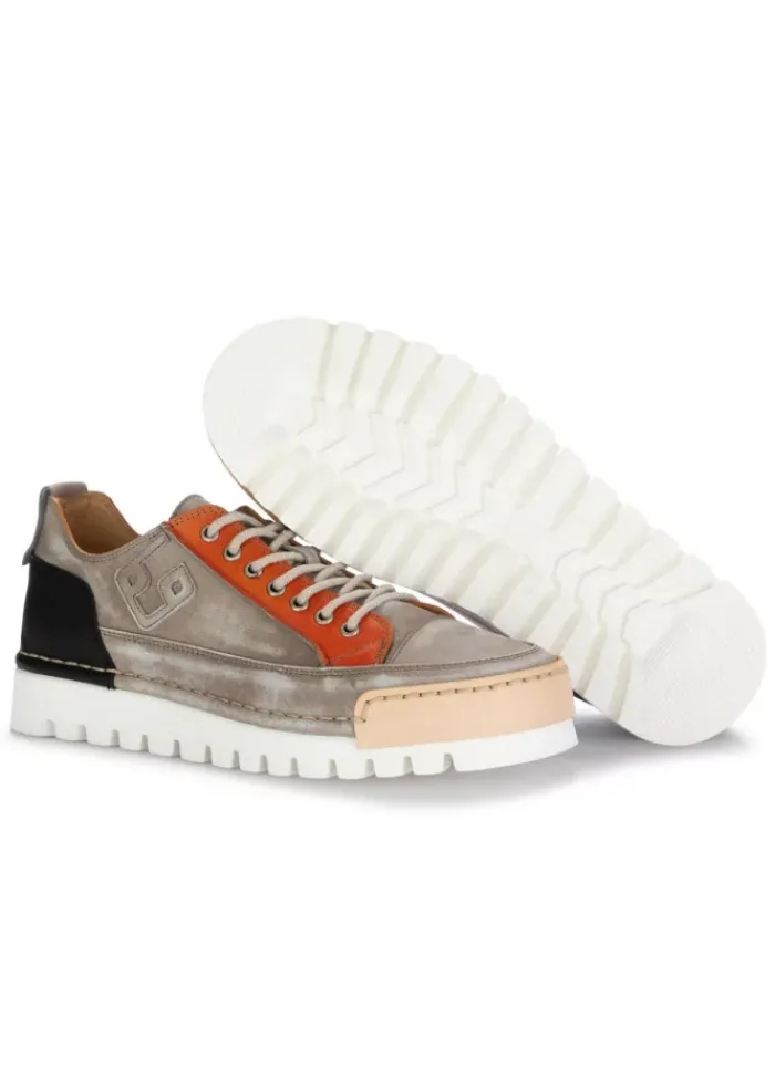 BnG REAL SHOES | SNEAKER LA PATCH LEDER TAUPE GRAU Outlet