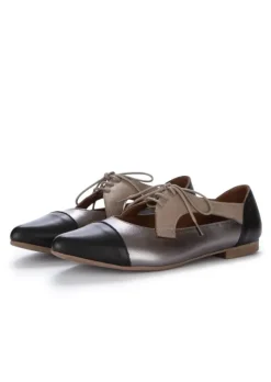 DERNA BUENO | FLACHE SCHUHE SPITZE SCHWARZ SILBER TAUPE Best