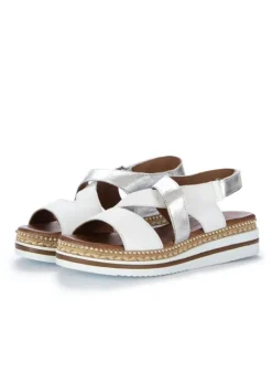 BUENO | SANDALEN ZWEIFARBIG WEIß SILBER Discount