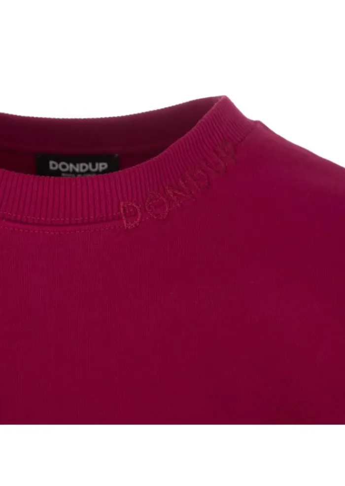 DONDUP | SWEATSHIRT RUNDHALS LOGO BAUMWOLLE MAGENTA Clearance