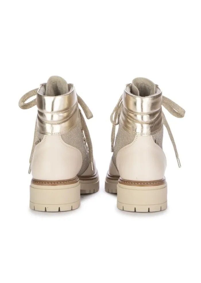 ELENA | SCHNÜRSTIEFELETTEN SAUVAGE GLITZER ROSA/BEIGE Best