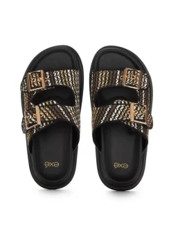 EXE' EXE' | SANDALEN BOHO RAFFIA SCHWARZ MEHRFARBIG Outlet