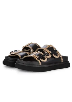 EXE' EXE' | SANDALEN DEKORATIVE STICKEREIEN SCHWARZ Discount