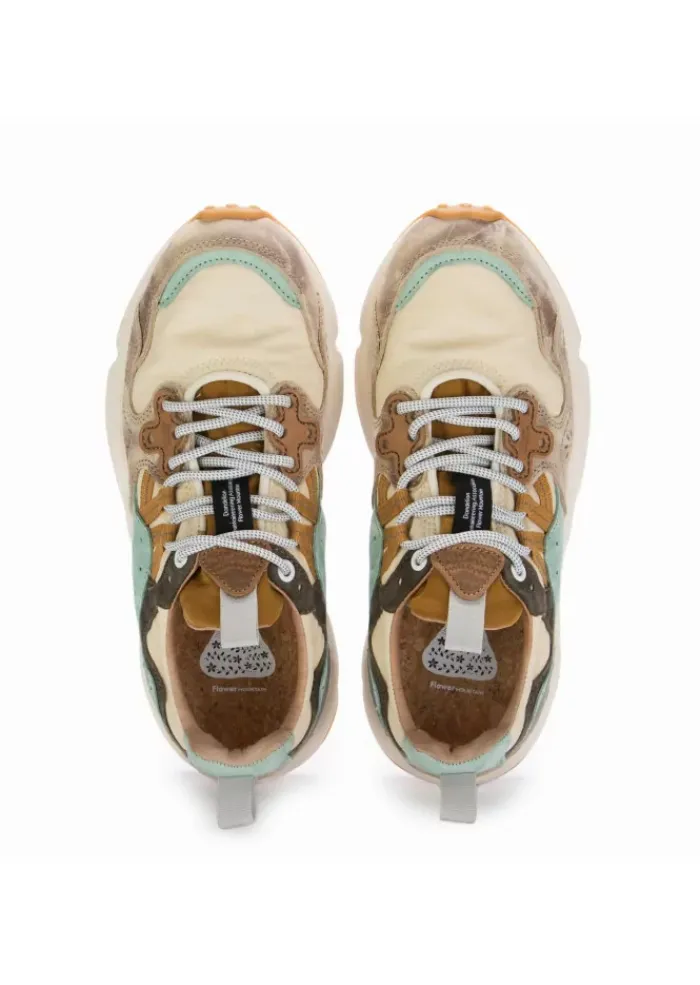 FLOWER MOUNTAIN | SNEAKER YAMANO 3 LEDER BEIGE HELLBLAU Hot