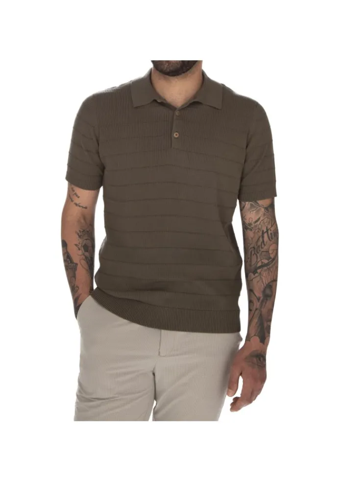 HERITAGE | POLOSHIRT HORIZONTALE RIPPSTRUKTUR BRAUN Hot