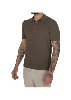 HERITAGE | POLOSHIRT HORIZONTALE RIPPSTRUKTUR BRAUN Hot