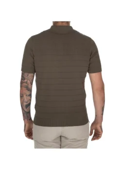 HERITAGE | POLOSHIRT HORIZONTALE RIPPSTRUKTUR BRAUN Hot