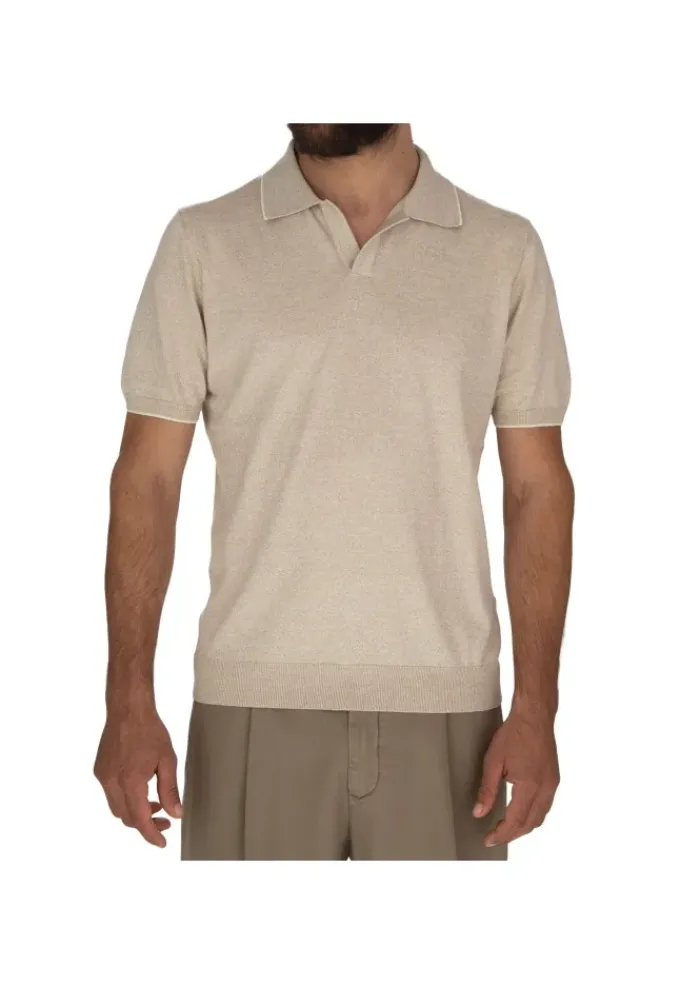 HERITAGE | POLOSHIRT KONTRASTIERENDEN PASPELN BEIGE New