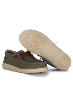 HEY DUDE SHOES HEY DUDE | FLACHE SCHUHE WALLY WAXED CANVAS GRÜN New
