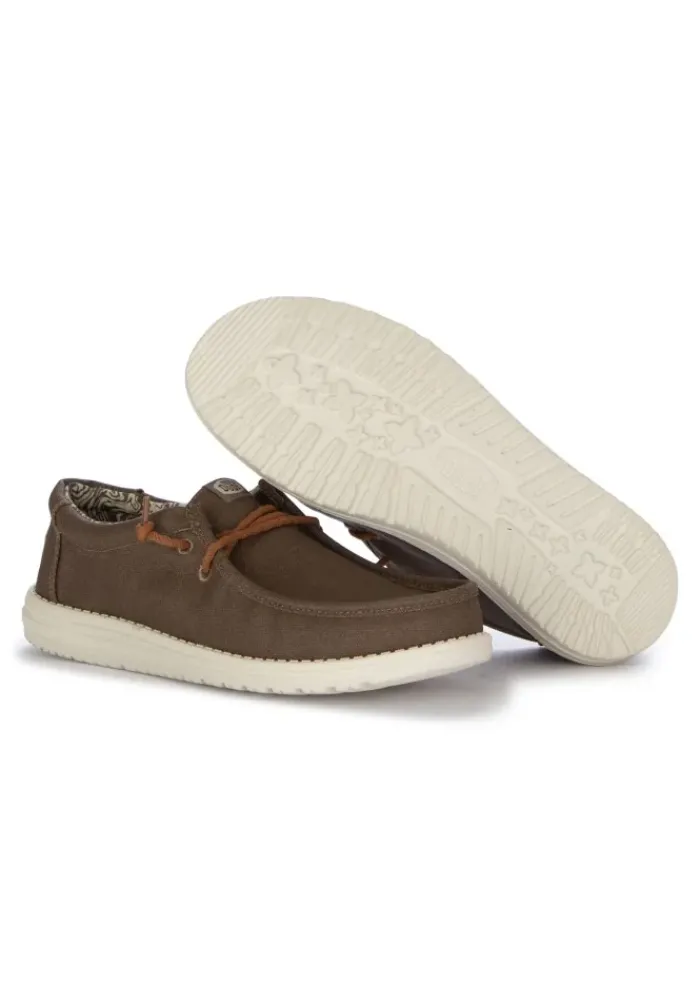 HEY DUDE SHOES HEY DUDE | FLACHE SCHUHE WALLY WAXED CANVAS BRAUN Outlet
