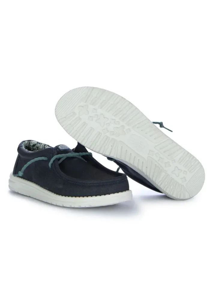HEY DUDE SHOES HEY DUDE | FLACHE SCHUHE WALLY WAXED CANVAS BLAU Discount