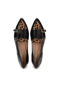 IL BORGO FIRENZE | FLACHE SCHUHE LEDER SCHWARZ LEOPARD Clearance