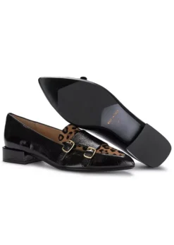 IL BORGO FIRENZE | FLACHE SCHUHE LEDER SCHWARZ LEOPARD Clearance