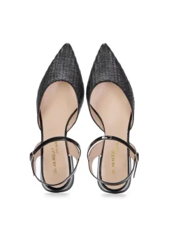 IL BORGO FIRENZE | SLINGBACK RAFIA VERNICIE SCHWARZ Outlet