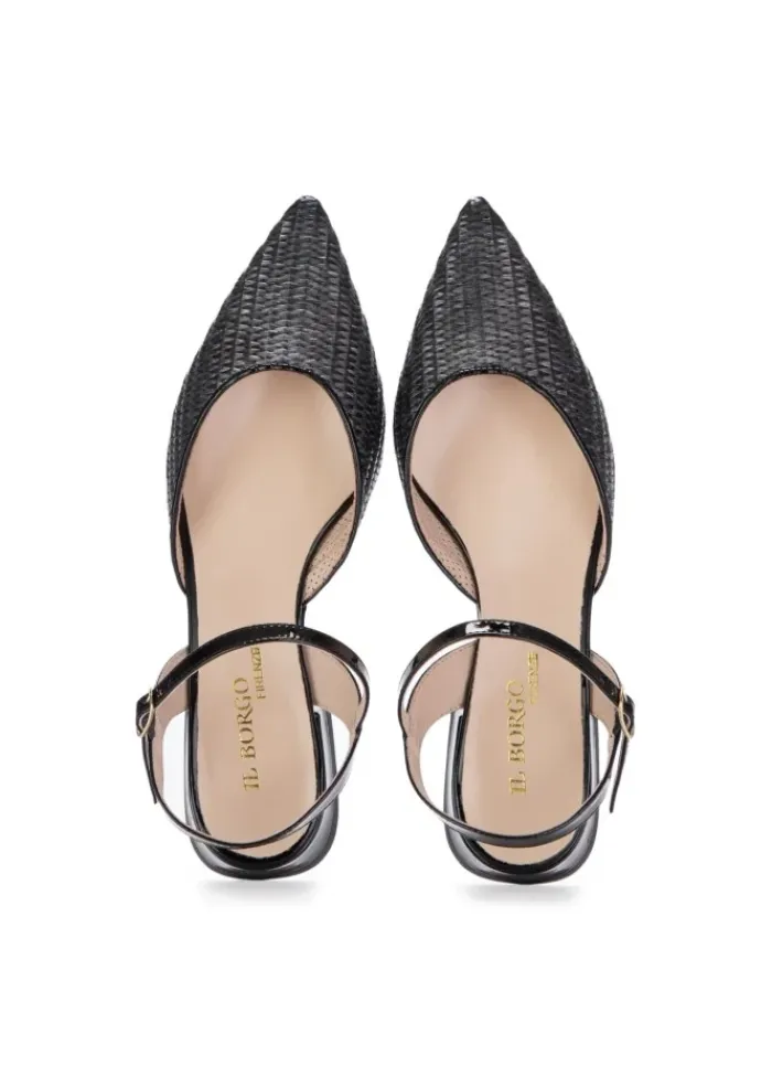 IL BORGO FIRENZE | SLINGBACK RAFIA VERNICIE SCHWARZ Outlet