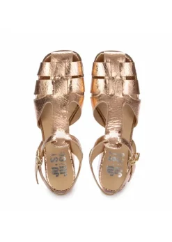 JUICE | SANDALEN MIT ABSATZ CRACK METALLISCH ROSA Hot