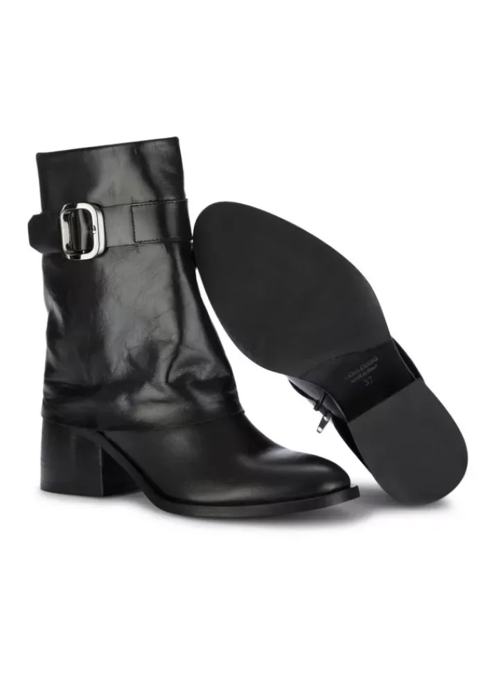 JUICE | STIEFELETTEN MIT ABSATZ LEDER SCHNALLE SCHWARZ Sale