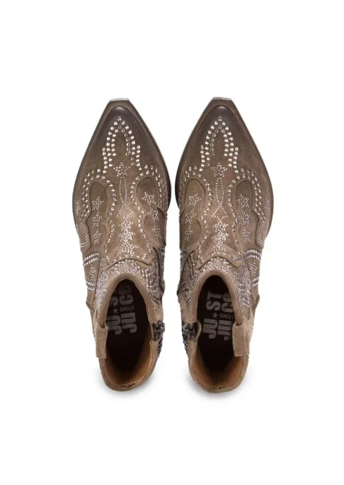 JUICE | WESTERN STIEFELETTEN WILDLEDER STRASS BRAUN Sale