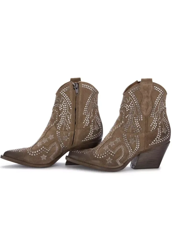 JUICE | WESTERN STIEFELETTEN WILDLEDER STRASS BRAUN Sale