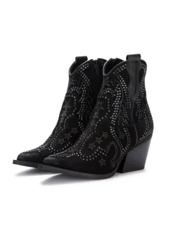 JUICE | WESTERN STIEFELETTEN WILDLEDER STRASS SCHWARZ Sale