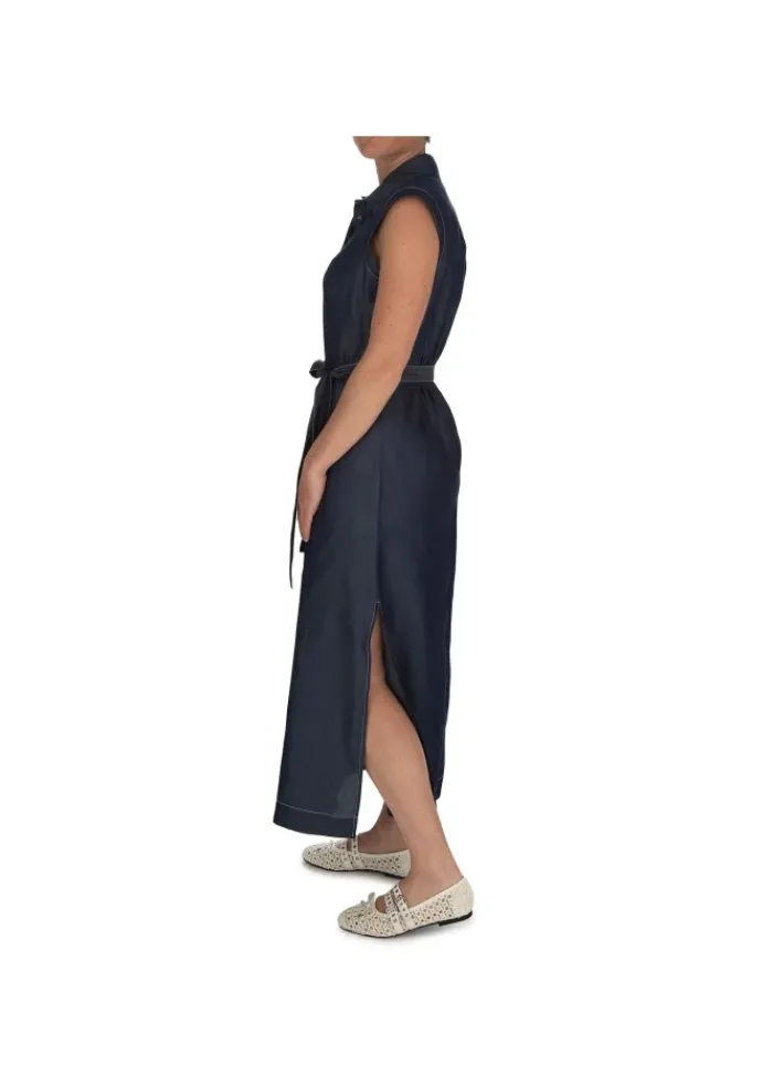 KARTIKA | KLEID DENIM SEITLICHEN SCHLITZEN BLAU Outlet