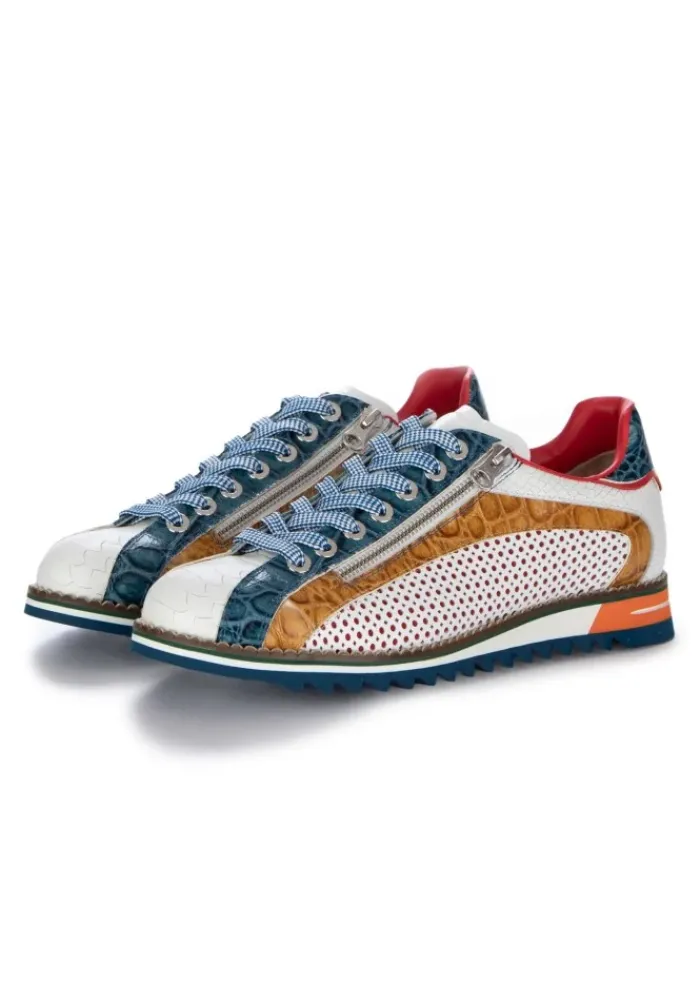 LORENZI | SCHNÜRSCHUHE FRESH WEIß BRAUN BLAU Discount