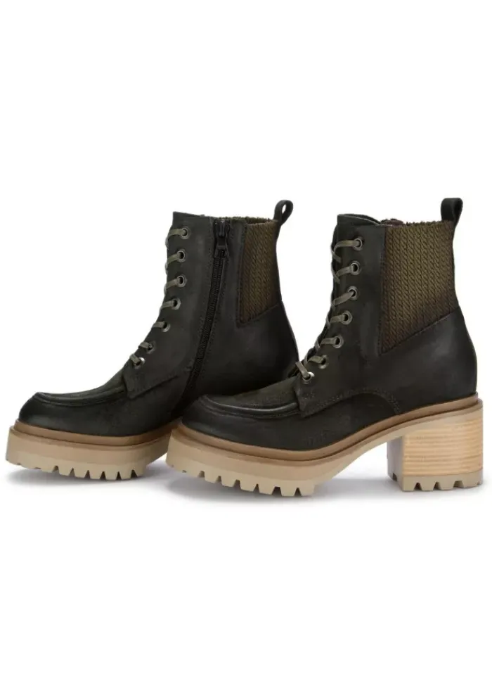 MJUS | ABSATZ STIEFELETTEN WILDLEDER DUNKELGRÜN Discount
