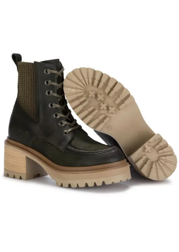 MJUS | ABSATZ STIEFELETTEN WILDLEDER DUNKELGRÜN Discount