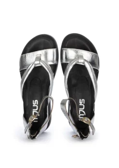 MJUS | SANDALEN LEDER REISSVERSCHLUSS SILBER Hot