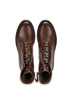 MJUS | SCHNÜRSTIEFELETTEN ZIP LEDER BRAUN Clearance