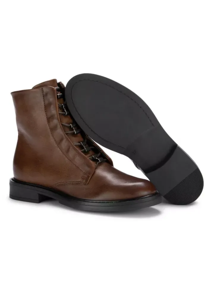 MJUS | SCHNÜRSTIEFELETTEN ZIP LEDER BRAUN Clearance