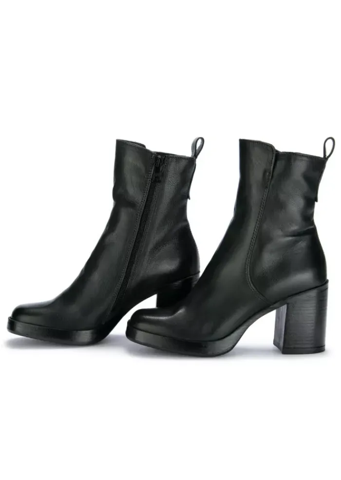 MJUS | STIEFELETTEN MIT ABSATZ LEDER DUNKELGRÜN Outlet