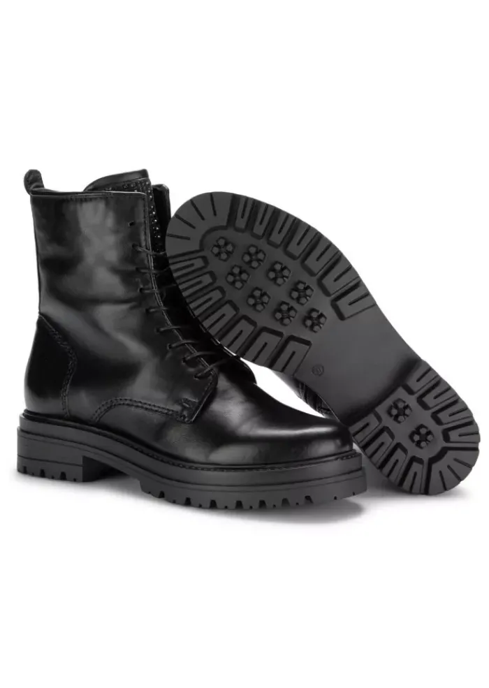MJUS | STIEFELETTEN STRASS LEDER SCHWARZ New