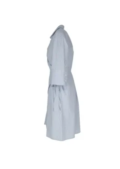 NOUMENO CONCEPT | KLEID WICKELVERSCHLUSS HELLBLAU WEISS Hot
