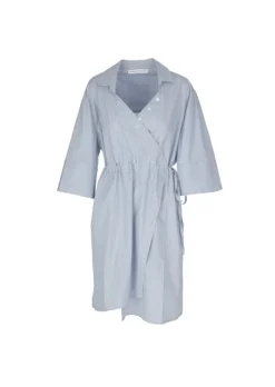NOUMENO CONCEPT | KLEID WICKELVERSCHLUSS HELLBLAU WEISS Hot