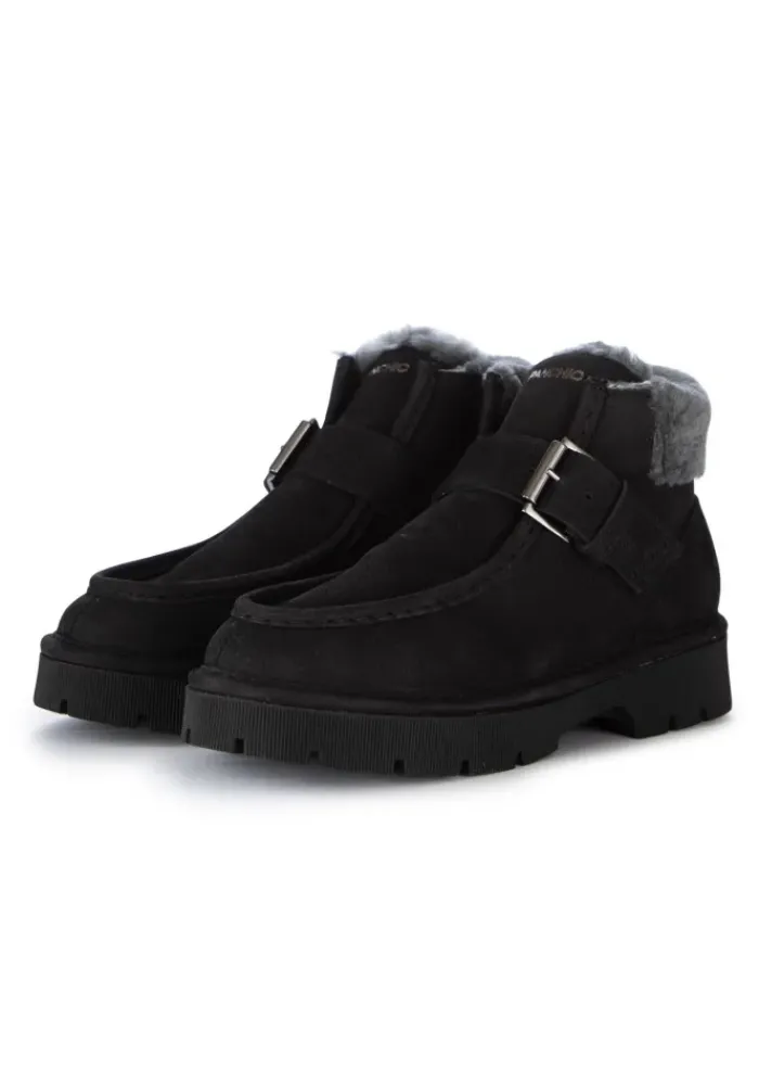 PANCHIC | STIEFELETTEN LEDER RIEMEN SCHWARZ Hot