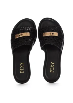 PIXY | FLACHE SANDALEN GOLDENES DETAIL SCHWARZ Best