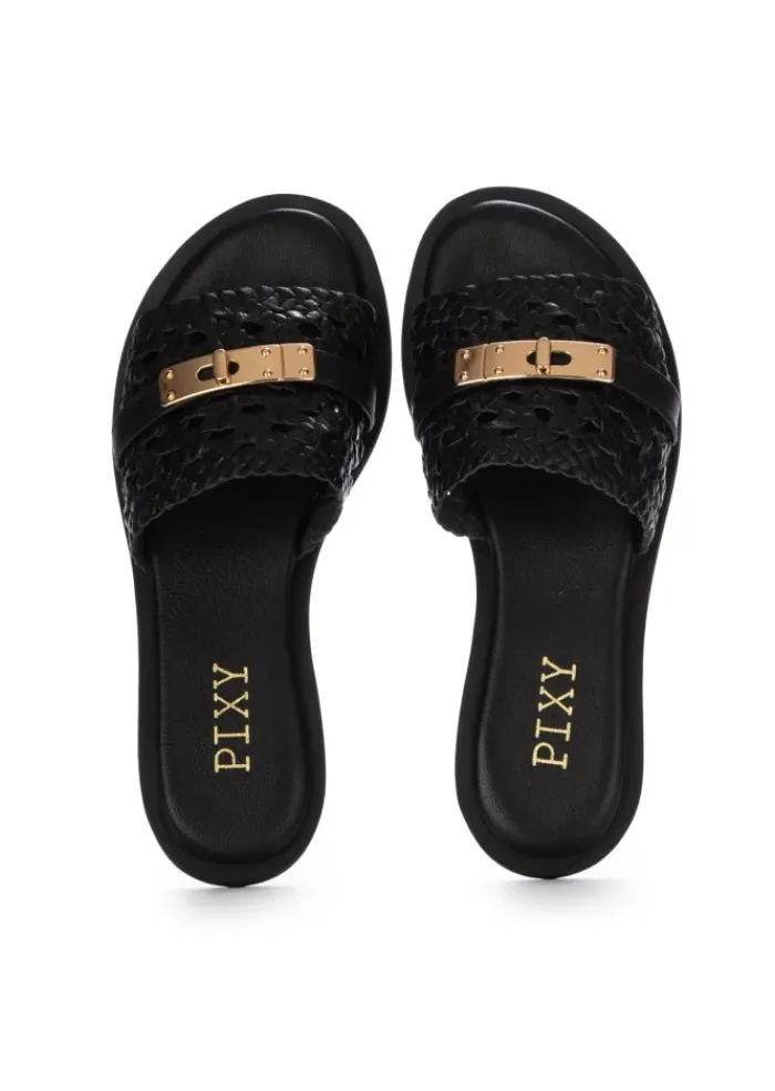 PIXY | FLACHE SANDALEN GOLDENES DETAIL SCHWARZ Best