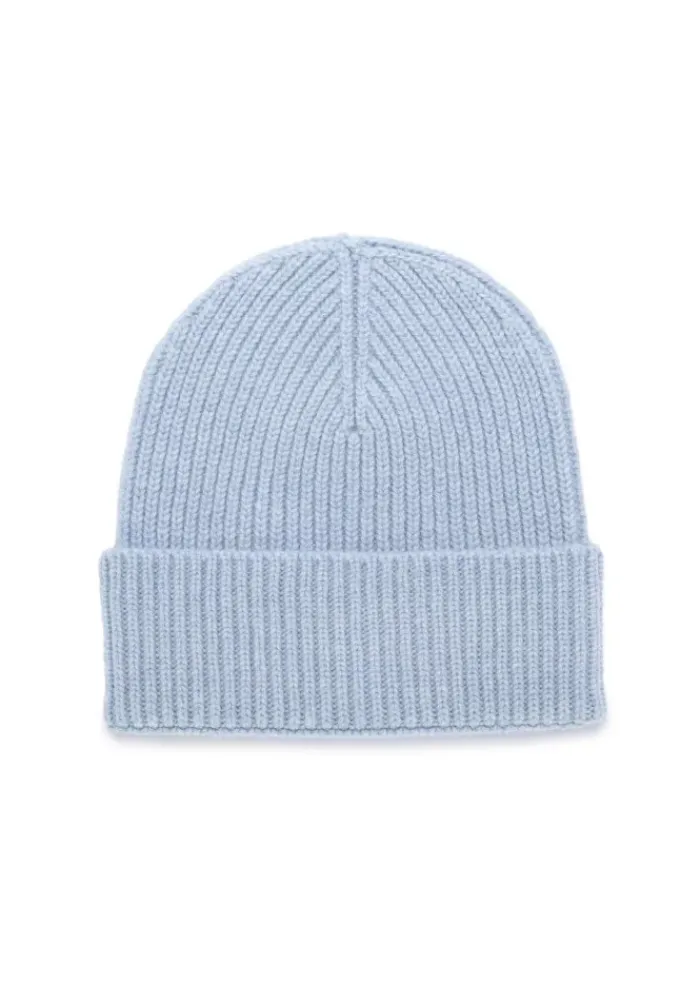 RIVIERA CASHMERE | MÜTZE GERIPPT HELLBLAU Fashion