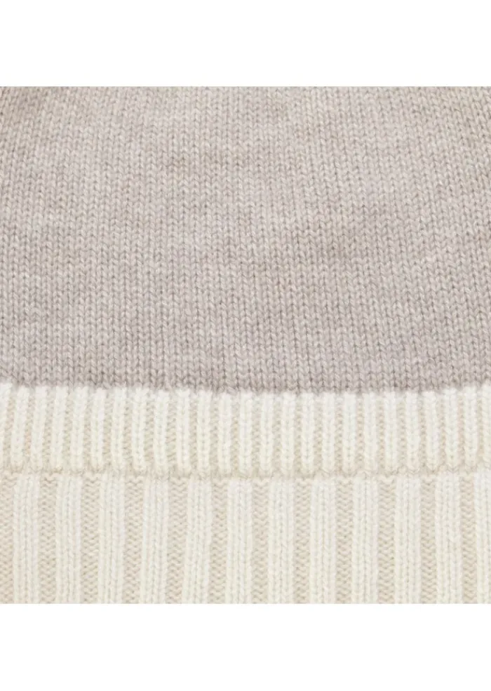 RIVIERA CASHMERE | MÜTZE ZWEIFARBIG BEIGE CREMEWEISS New