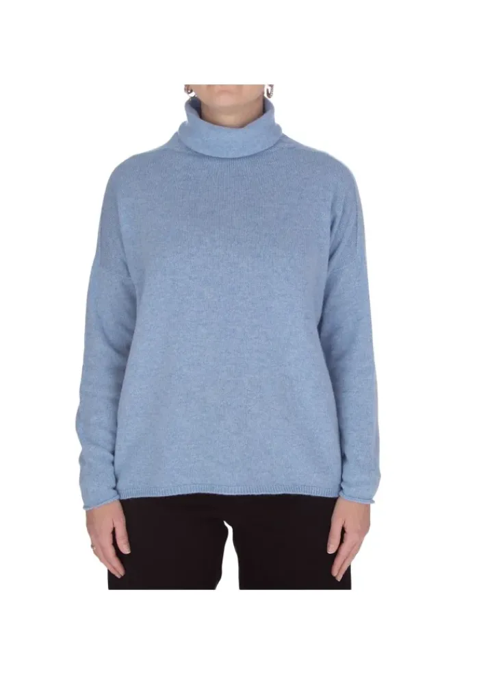 DERNA RIVIERA CASHMERE | PULLOVER MIT HOHEM KRAGEN HIMMELBLAU Sale