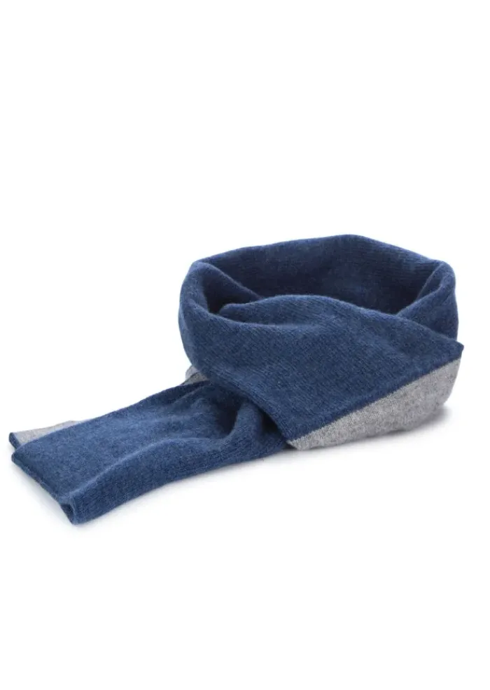 RIVIERA CASHMERE | SCHALKRAGEN ZWEIFARBEN BLAU GRAU Hot